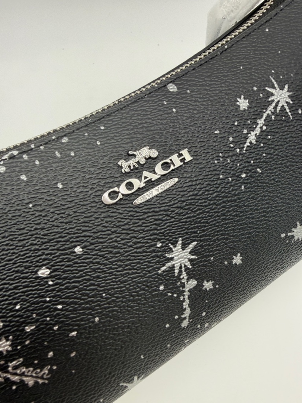 Coach Charlotte Shoulder Bag With Star Print Black Silver - Picture 9 of 12